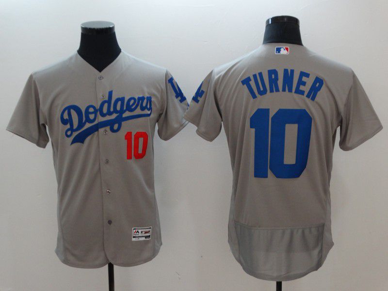 Men Los Angeles Dodgers #10 Turner Grey Elite MLB Jerseys->women mlb jersey->Women Jersey